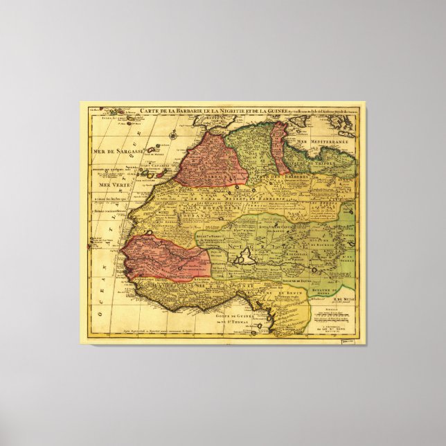 Toile Carte du Nord-Ouest africain (1792) (Recto)
