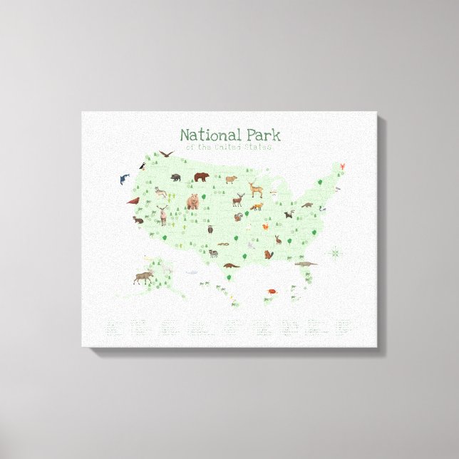 Toile Carte du parc national vert Pépinière des bois (Recto)