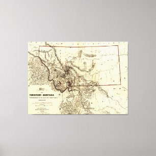 Toile Carte du territoire du Montana (1865)