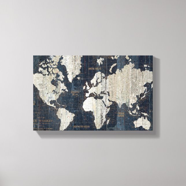 Toile Carte du Vieux-Monde Bleu