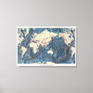 Toile Carte du Vieux Monde Plancher des Océans
