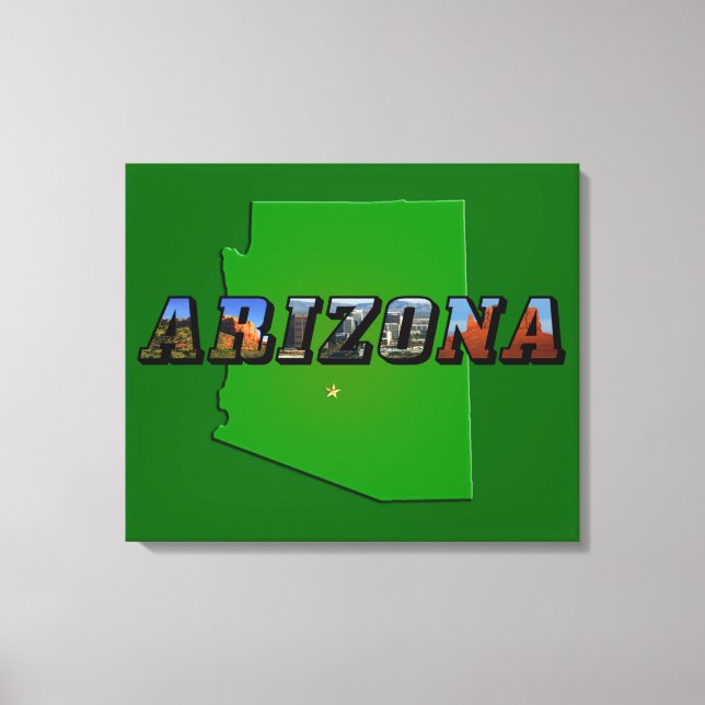 Toile Carte et texte de l'image de l'Arizona (Recto)
