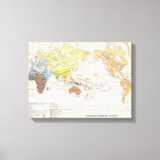 Toile Carte ethnographique du monde (Recto)