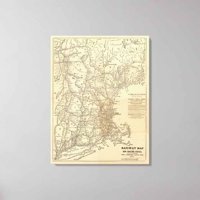 Toile Carte ferroviaire États de la Nouvelle-Angleterre (Recto)