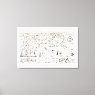 Toile Carte Française Canada (Québec) par Champlain 1612
