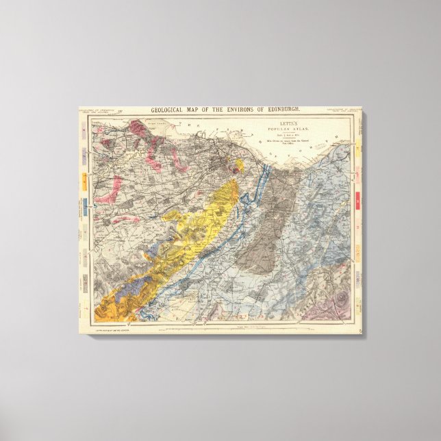 Toile Carte géologique d'Édimbourg (Recto)