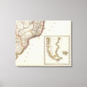 Toile Carte gravée de l'Argentine et du Chili
