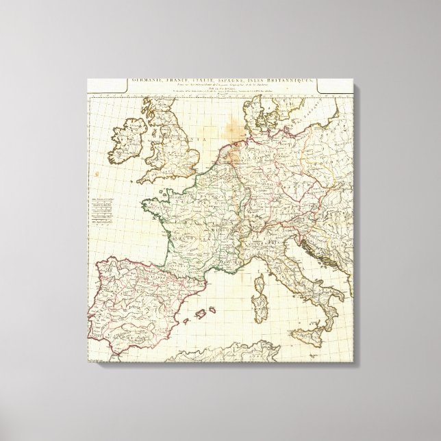 Toile Carte gravée de l'Europe (Recto)