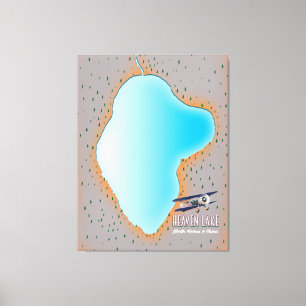 Toile Carte Heaven Lake Corée du Nord et Chine