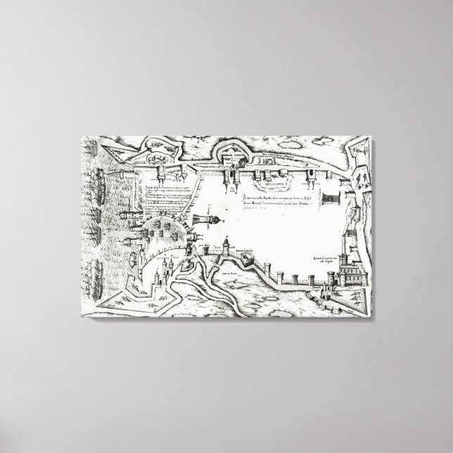 Toile Carte illustrant La Rochelle occupée (Recto)