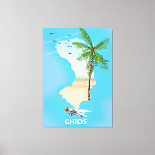 Toile Carte illustrée de Chios Greece.