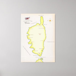 Toile Carte illustrée de Corse