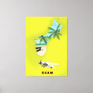 Toile Carte illustrée de Guam affiche de voyage