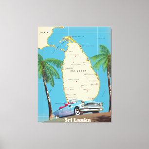 Toile Carte illustrée de Sri Lanka