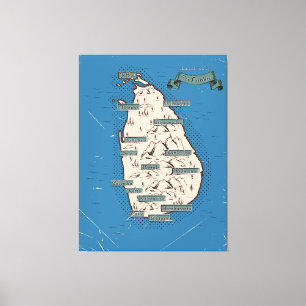 Toile Carte Illustrée Des Voyages Du Sri Lanka