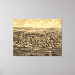 Toile Carte imagée vintage de Paterson NJ (1880)