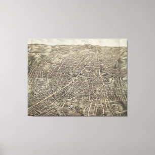 Toile Carte imagée vintage de Worcester mA (1878)
