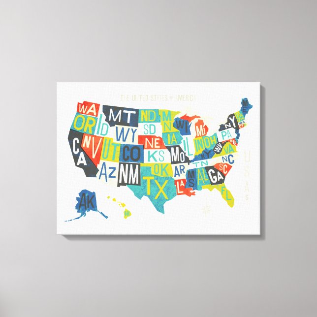 Toile Carte Letterpress USA (Recto)