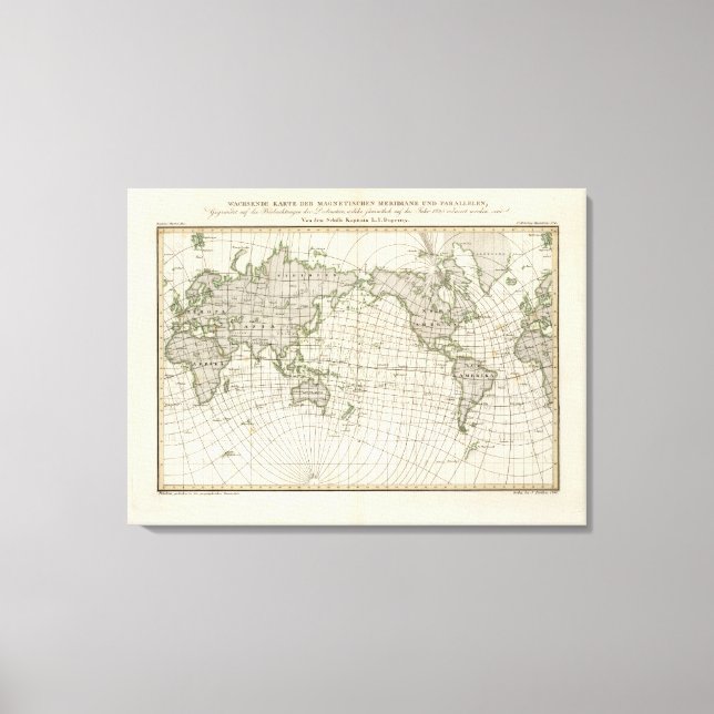 Toile Carte magnétique du monde (Recto)