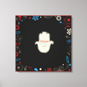Toile Carte mémoire HAMSA Bat mitzvah HAND Sign-In
