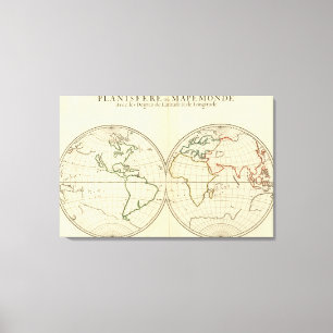 Toile Carte mondiale avec Latitude et Longititude