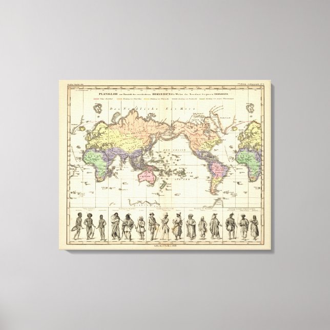 Toile Carte mondiale des styles vestimentaires (Recto)