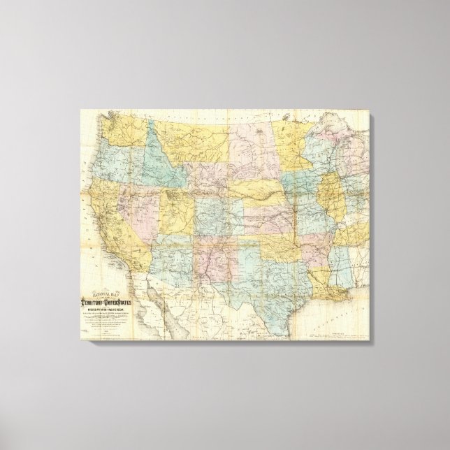 Toile Carte Nationale Du Territoire Des États-Unis (Recto)