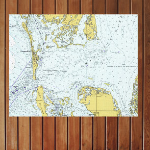 Toile Carte nautique Vintage du port de Charlotte en Flo