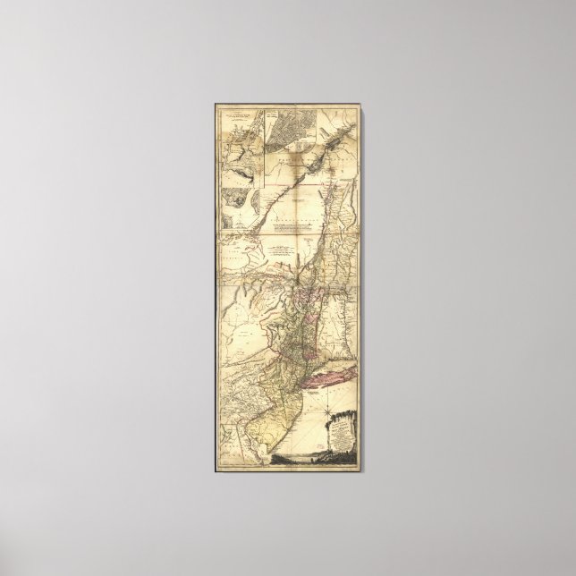 Toile Carte New Jersey Pennsylvania New York (1777) (Recto)