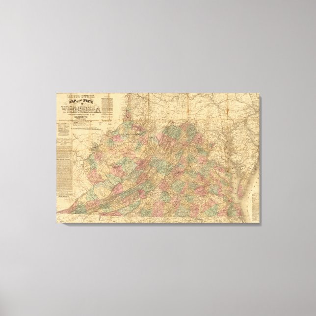 Toile Carte officielle de l'État de Virginie par Lloyd (Recto)