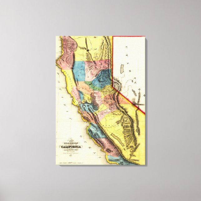 Toile Carte panoramique Californie (Recto)