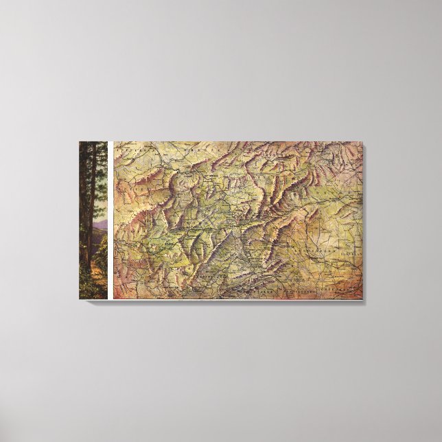Toile Carte panoramique de la Caroline du Nord de l'Oues (Recto)