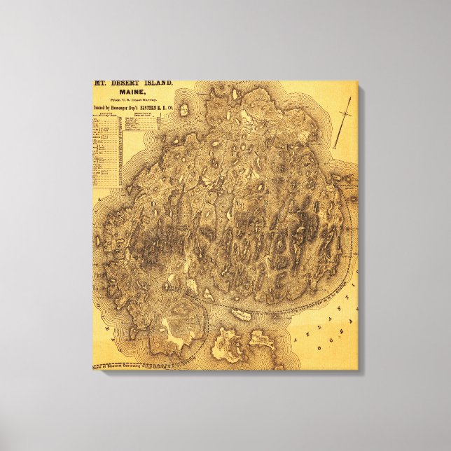 Toile Carte panoramique de l'île du Désert du Mont (Recto)