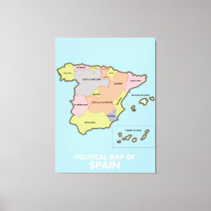 Toile Carte politique de l'Espagne.