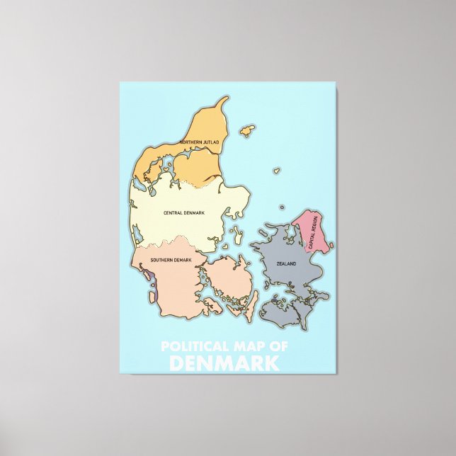 Toile Carte politique du Danemark (Recto)