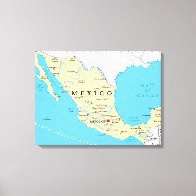 Toile Carte politique du Mexique (Recto)