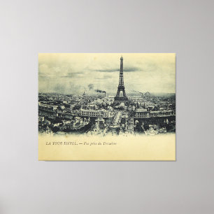Toile Carte postale Tour Eiffel vintage Art Mur