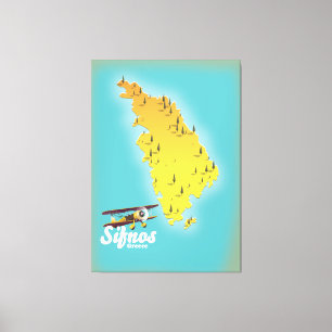 Toile Carte rétro de Sifnos Grèce