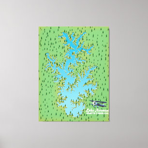 Toile Carte rétro du lac Norman Caroline du Sud
