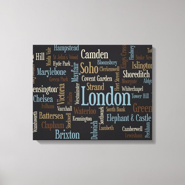 Toile Carte texte de Londres (Recto)