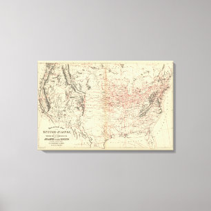 Toile Carte USA de chemin de fer