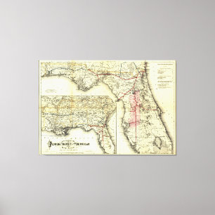 Toile Carte vintage de chemin de fer de la Floride