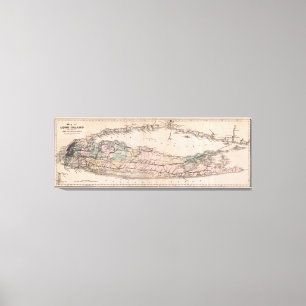 Toile Carte vintage de chemin de fer du Long Island NY