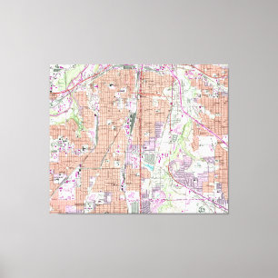 Toile Carte vintage de Fort Worth Texas (1955) 2