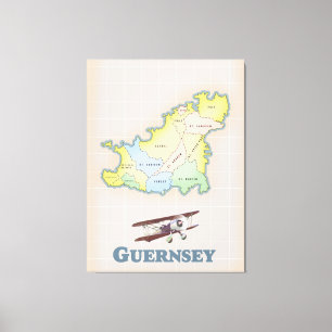 Toile Carte vintage de Guernesey