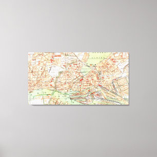 Toile Carte vintage de Hambourg Allemagne (1890)