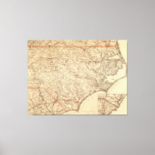 Toile Carte vintage de la Caroline du Nord (1865)