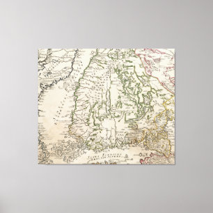 Toile Carte vintage de la Finlande (1740s)