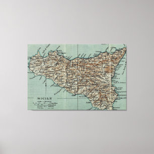 Toile Carte vintage de la Sicile Italie (1911)