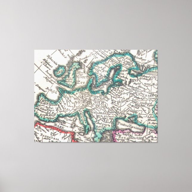 Toile Carte vintage de l'Europe (1685) (Recto)